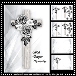 A5 Sympathy Cross & Roses