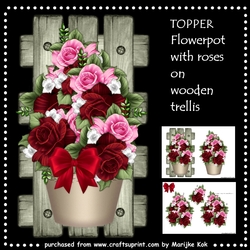 Flowerpot With Roses On Wooden Trellis Mini Kit