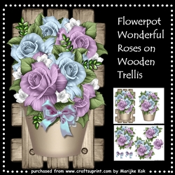 Flowerpot Wonderful Roses On Wooden Trellis Mini Kit