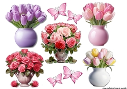 Cut Outs Tulips, Roses & Butterflies