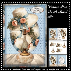 Vintage Hat  On A Stand  A5 Mini KIt