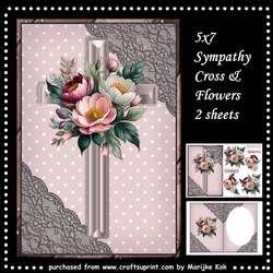 A5 Sympathy  Cross & Flowers