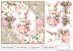 Cute Bunny & Spring Tulips
