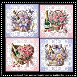 Festive Card Toppers Bubbles & Roses Kit