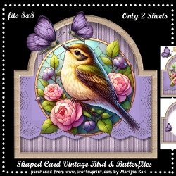 Shaped Card Vintage Bird & Butterflies Mini Kit