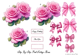 Step By Step Pink Vintage Roses.