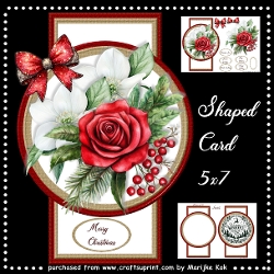 Shaped Card Topper Christmas Flowers