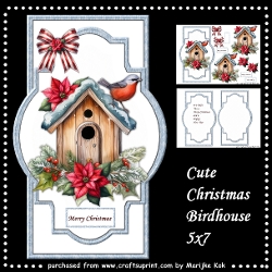 Cute  Christmas Birdhouse Shaped Card 5x7