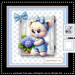 cup1461448_936 - Cute teddy In Flower Window Mini Kit   7 x7