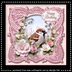 Sparrow and Flowers Mini Kit 7x7