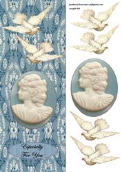 Beautiful Bleu Cameo Large Dl Card