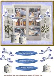 Christmas Window in Bleu
