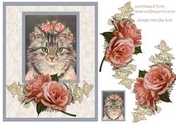 Vintage Kitten with Roses