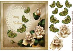 Butterflies and Cream Roses
