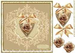 Pearl and Golden Heart with Roses