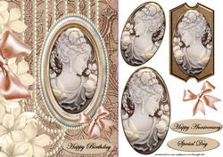 Vintage Cameo Elegant Beauty Brown Cream Pearl