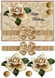 Happy Birthday Cream Roses