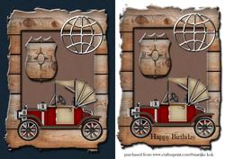 Vintage Car in Old Planks Frame