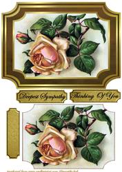 Deepest Sympathy Cream Roses in Golden Frame