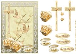 Deepest Sympathy Gold & Pearl Cross