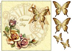 Cream Roses Butterflie Beauty