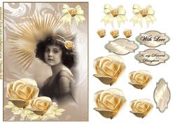 To My Dearest Daughter Vintage Girl Golden Roses