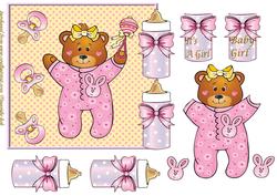 It's a Girl Baby Bear Pink Over the Edge