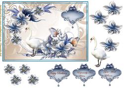 Swans and Beautiful Flowers