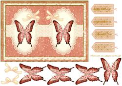 Peache and Cream Vintage Butterflies