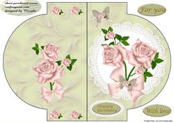 Shape Card Pink Roses