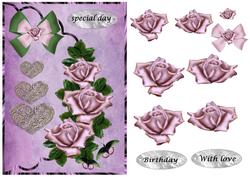 Envelop Roses,green and Purple -