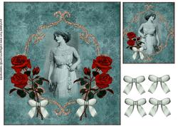 Vintage Lady with Red Roses