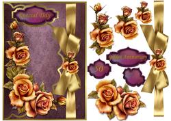 Beautiful Purple Golden Roses Anniversary