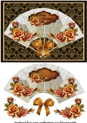 Oriental Fan with Roses -