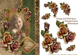 Vintage Girl with Roses