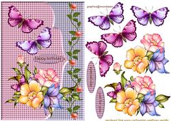 Scallop Edge Butterflies and Flowers