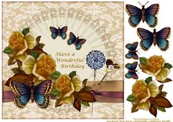 Antique Roses and Butterflies