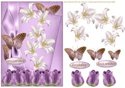 Butterflies,bow,tulips and Lillies -