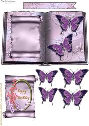 Purple Book with Scroll and Butterflies