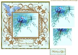Vintage Waterlillies Sympathy in Aqua
