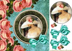 Vintage Lady with Antique Roses and Pearls