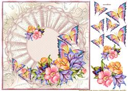Pink Butterflies and Flowers