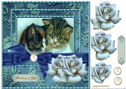 Vintage Kittens in Bleu