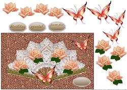 Lace Fan Roses Butterflies