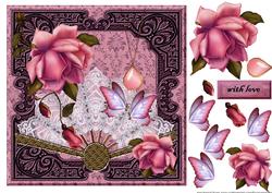 Lace Fan Roses Butterflies 2