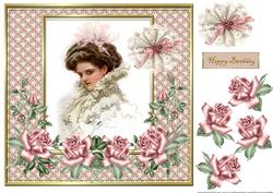 Pink Vintage Lady with Roses