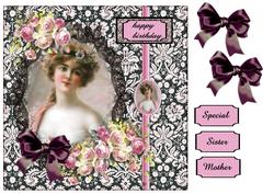 Victorian Lady with Roses and Bow