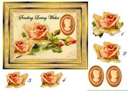 Vintage Antique Roses and Cameo