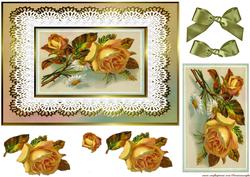 Classic Vintage Roses in Lace Frame