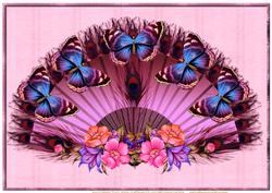Oriental Fan Floral Butterflies Beauty